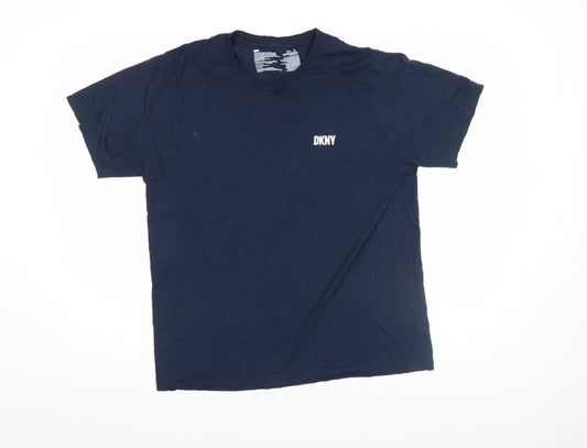 DKNY Men's Blue Cotton Crew Neck Short Sleeve T-Shirt Size L