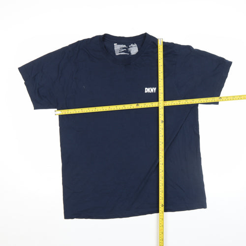 DKNY Men's Blue Cotton Crew Neck Short Sleeve T-Shirt Size L