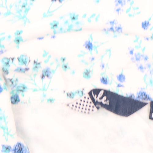 Vibe Womens White Blue Floral Cotton Polo Shirt Size M 14-16