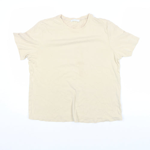 Whistles Womens Beige T-Shirt Size L Short Sleeve Cotton Basic Top
