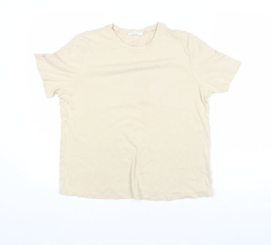 Whistles Womens Beige T-Shirt Size L Short Sleeve Cotton Basic Top