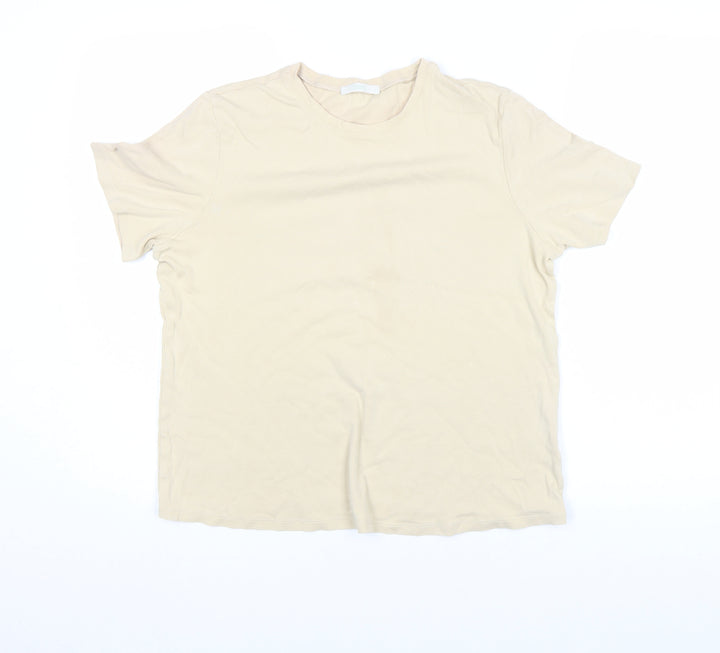 Whistles Womens Beige T-Shirt Size L Short Sleeve Cotton Basic Top