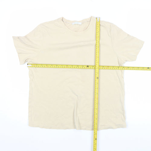 Whistles Womens Beige T-Shirt Size L Short Sleeve Cotton Basic Top