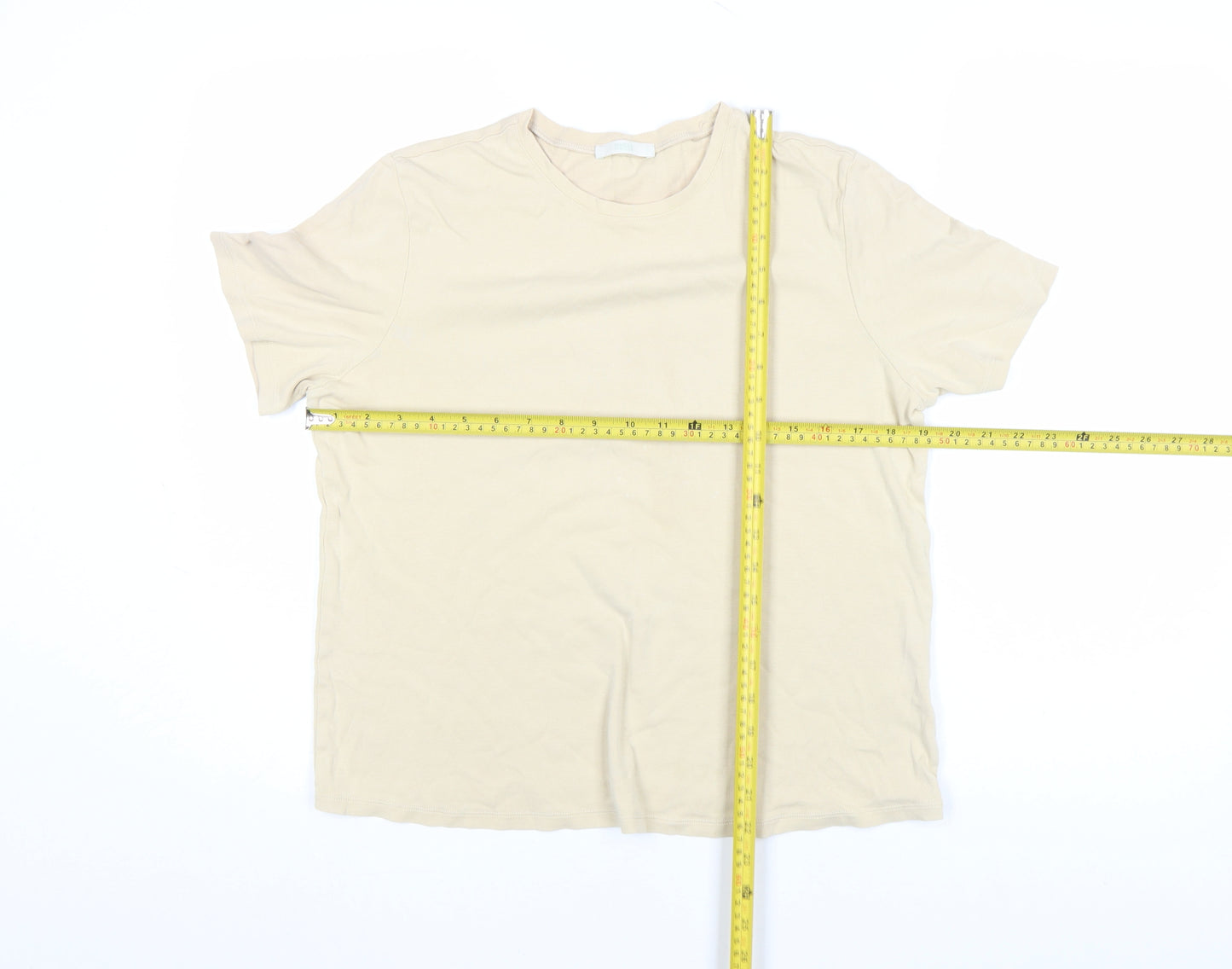 Whistles Womens Beige T-Shirt Size L Short Sleeve Cotton Basic Top