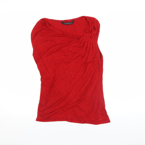 Betty Jackson Black Women’s Red Viscose Sleeveless Pleated Blouse Size 12