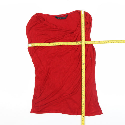 Betty Jackson Black Women’s Red Viscose Sleeveless Pleated Blouse Size 12