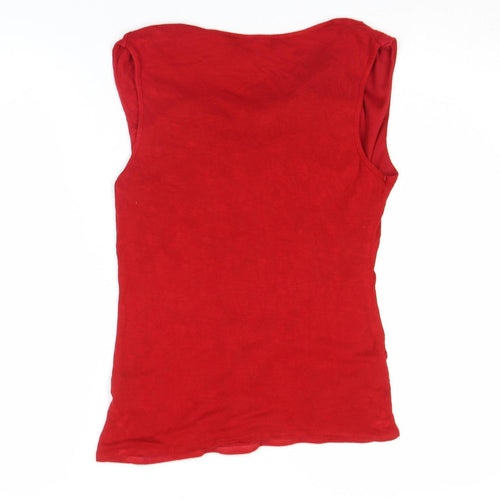 Betty Jackson Black Women’s Red Viscose Sleeveless Pleated Blouse Size 12