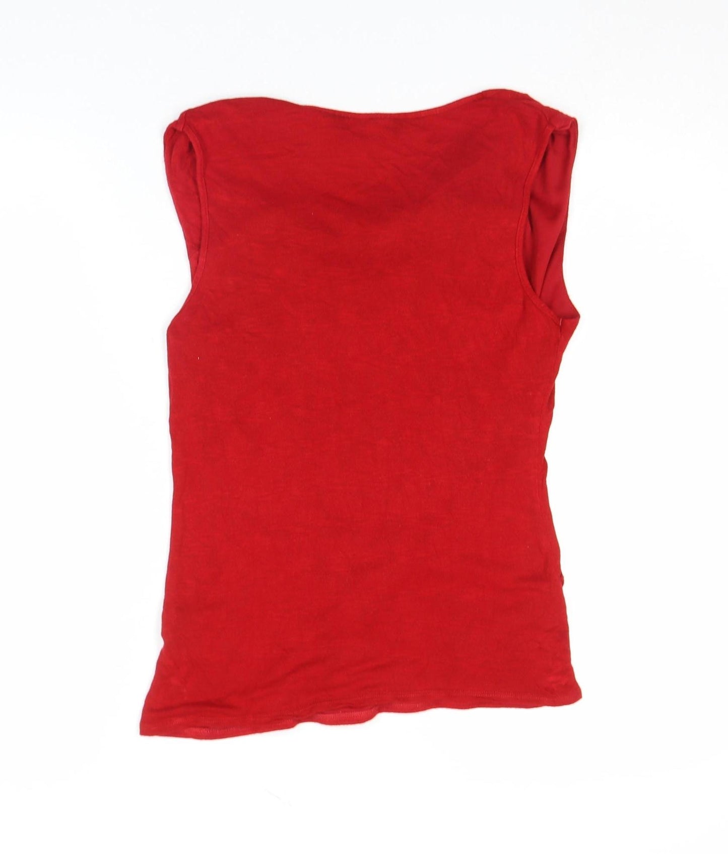 Betty Jackson Black Women’s Red Viscose Sleeveless Pleated Blouse Size 12
