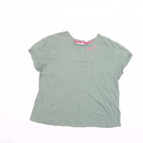 Marks and Spencer Women's Green Cotton Basic T-Shirt Size 14
