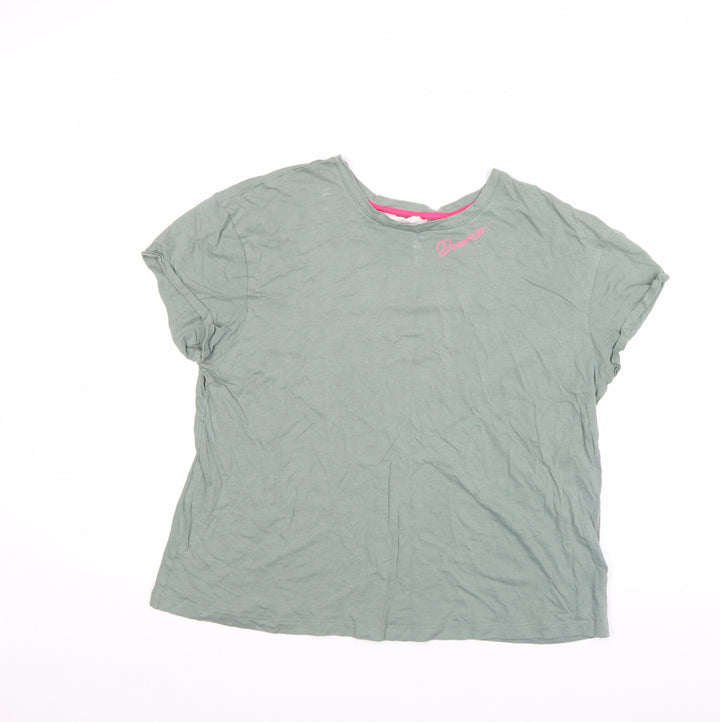 Marks and Spencer Women's Green Cotton Basic T-Shirt Size 14