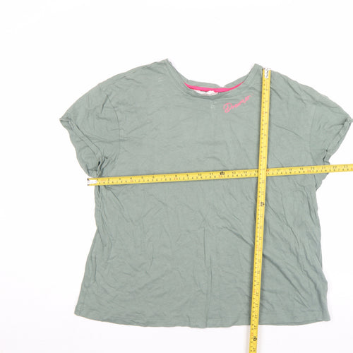 Marks and Spencer Women's Green Cotton Basic T-Shirt Size 14