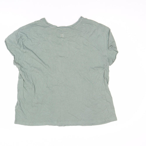 Marks and Spencer Women's Green Cotton Basic T-Shirt Size 14