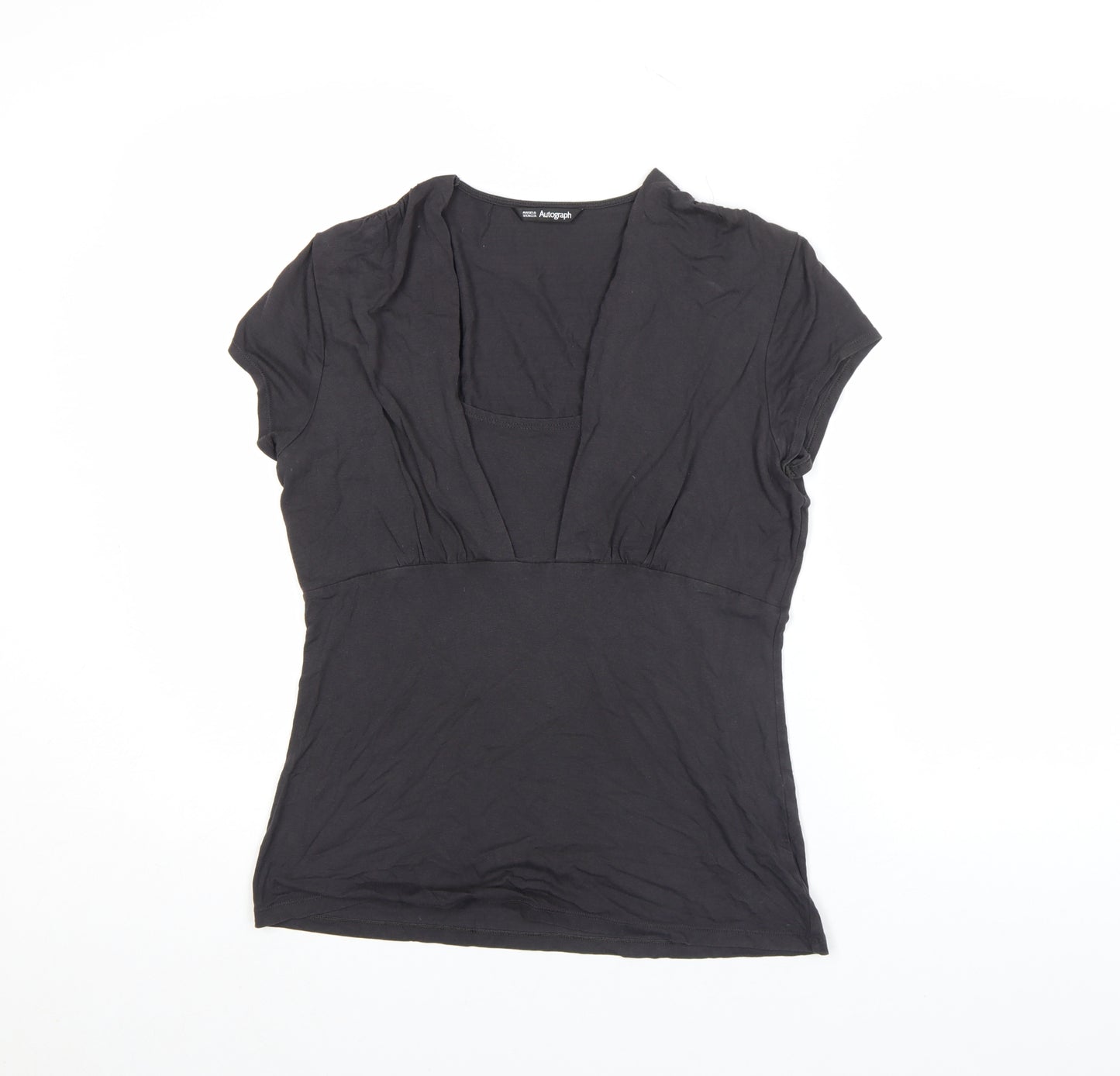 Marks and Spencer Women’s Black Short Sleeve V-Neck Jersey Blouse Size M