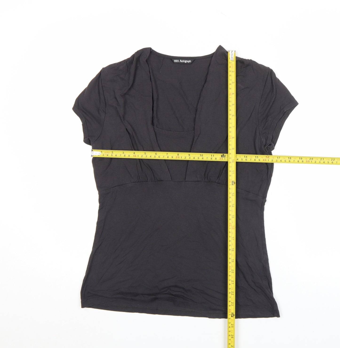 Marks and Spencer Women’s Black Short Sleeve V-Neck Jersey Blouse Size M