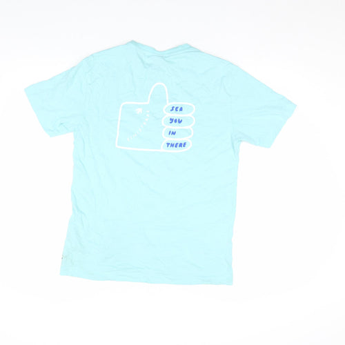 Finisterre Men's Blue Organic Cotton Graphic Print T-Shirt XS