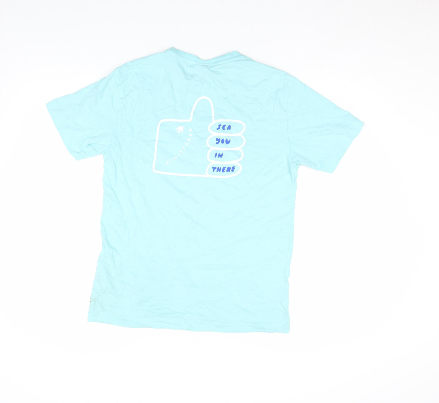 Finisterre Men's Blue Organic Cotton Graphic Print T-Shirt XS