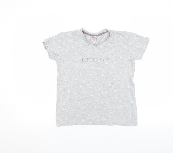 Lily & Dan Girls Grey Star Print Little Boss T-Shirt 11-12 Years