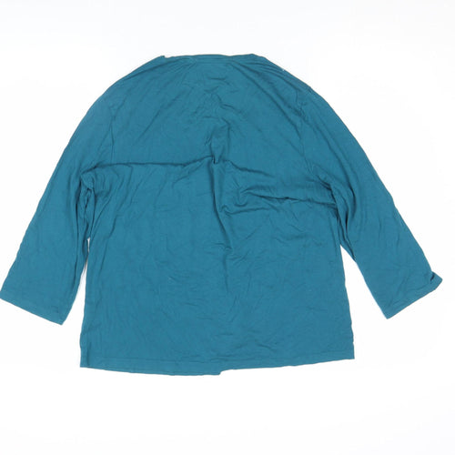 Marks and Spencer Women’s Teal 3/4 Sleeve V-Neck Cotton Top UK 20