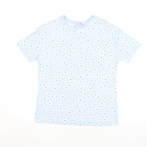 Tu Women Blue Floral Cotton Short Sleeve T-Shirt Size 8