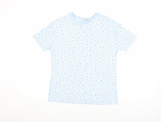 Tu Women Blue Floral Cotton Short Sleeve T-Shirt Size 8