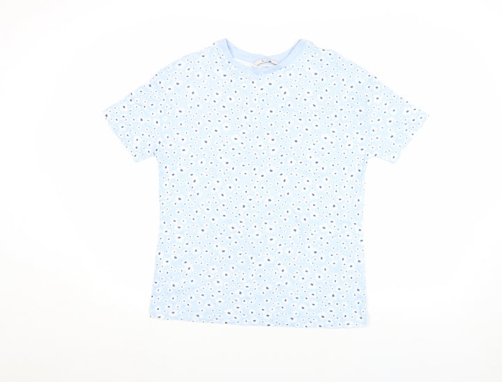 Tu Women Blue Floral Cotton Short Sleeve T-Shirt Size 8