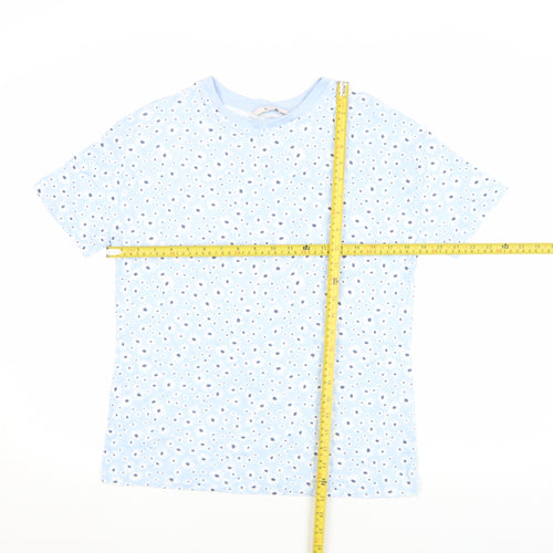 Tu Women Blue Floral Cotton Short Sleeve T-Shirt Size 8