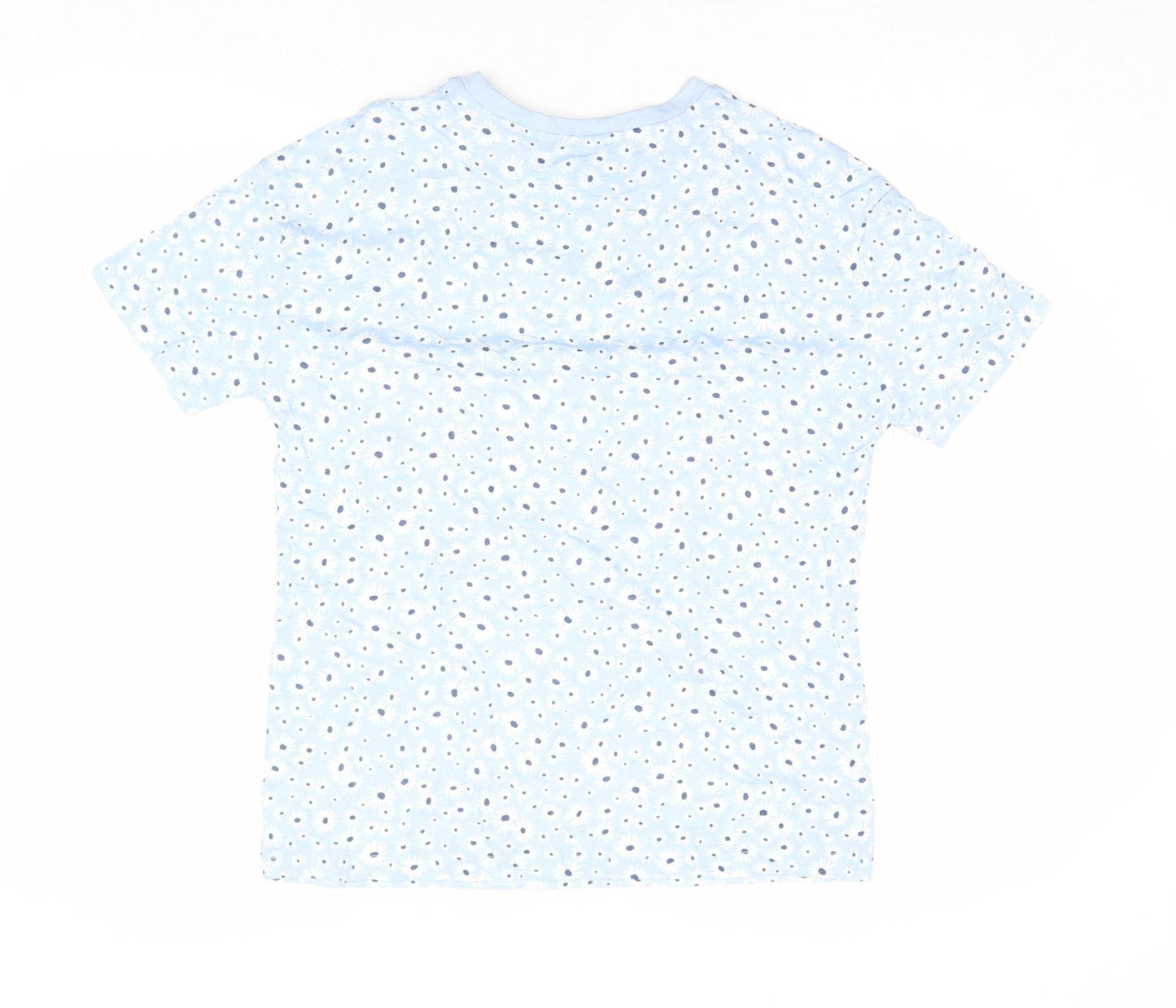 Tu Women Blue Floral Cotton Short Sleeve T-Shirt Size 8