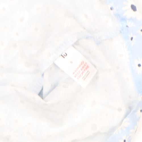 Tu Women Blue Floral Cotton Short Sleeve T-Shirt Size 8