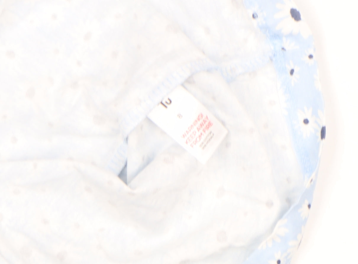 Tu Women Blue Floral Cotton Short Sleeve T-Shirt Size 8