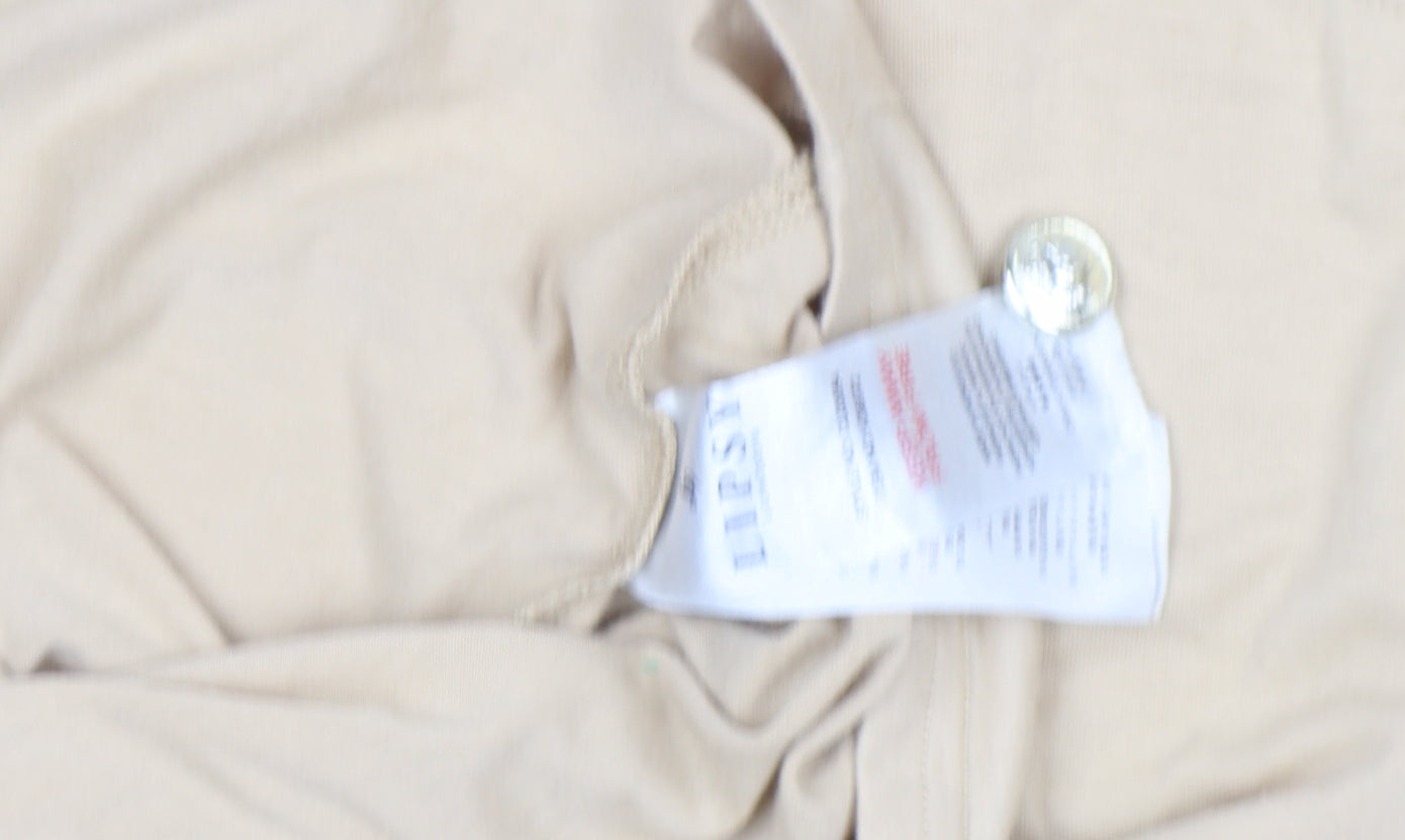 Jipsy Womens Beige Cotton Stretch Button Shoulder T-Shirt Size 8