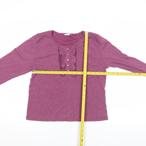Klass Women’s Purple Long Sleeve Ruffle Button Tunic Blouse Size M