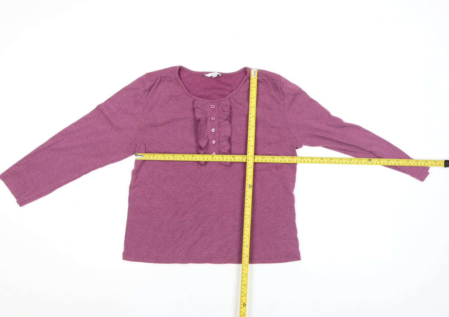 Klass Women’s Purple Long Sleeve Ruffle Button Tunic Blouse Size M