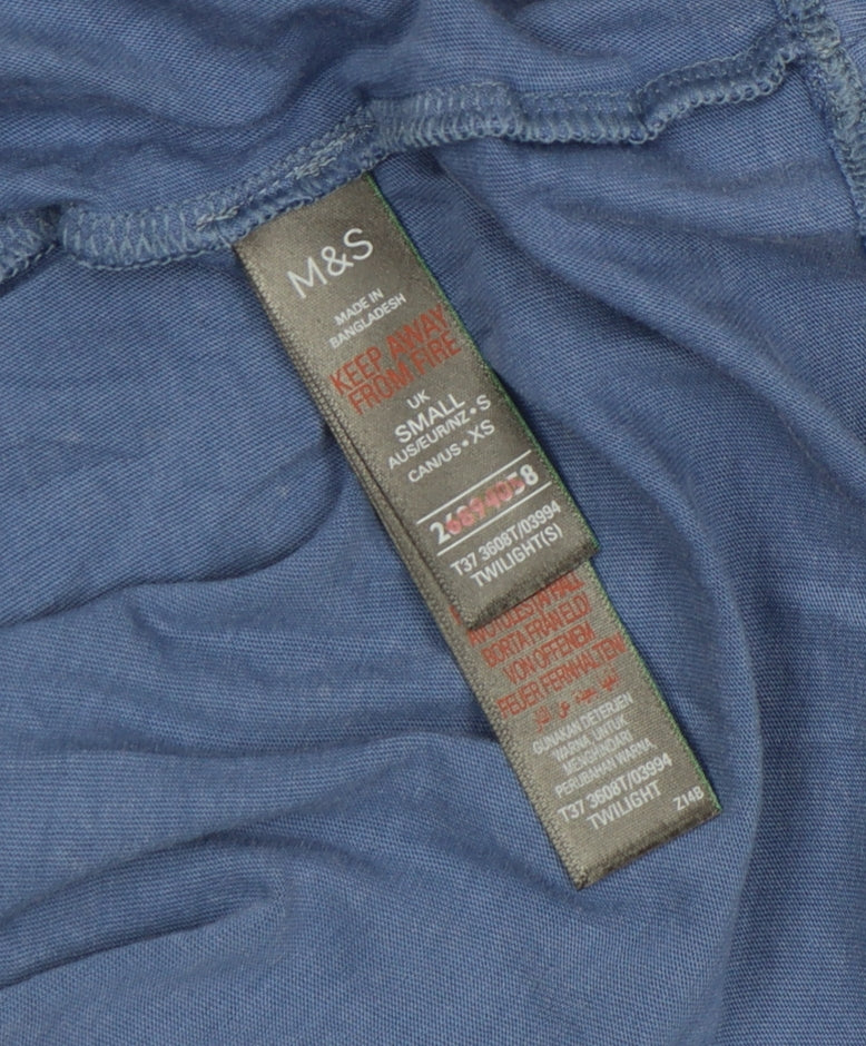 Marks and Spencer Women’s Blue Graphic T-Shirt Size S Short Sleeve Cotton