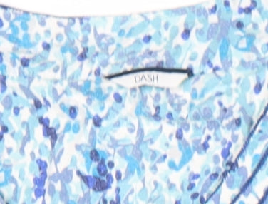 DASH Women's Blue Floral 3/4 Sleeve Cotton Tunic Blouse Size 12
