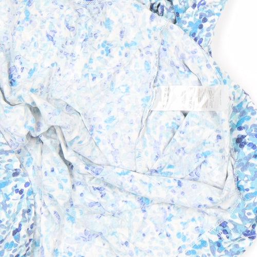 DASH Women's Blue Floral 3/4 Sleeve Cotton Tunic Blouse Size 12