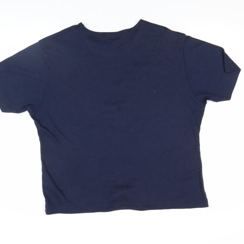 Bonmarché Women’s Blue Floral Embroidered Cotton Blend T-Shirt XL