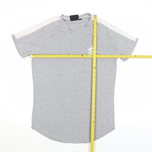 SikSilk Men's Grey Slim Fit Short Sleeve Crew Neck T-Shirt M