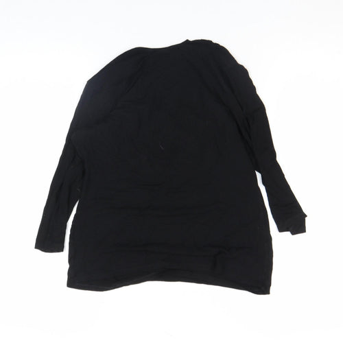 Autograph Women's Black Beaded V-Neck Tunic Blouse Size 6