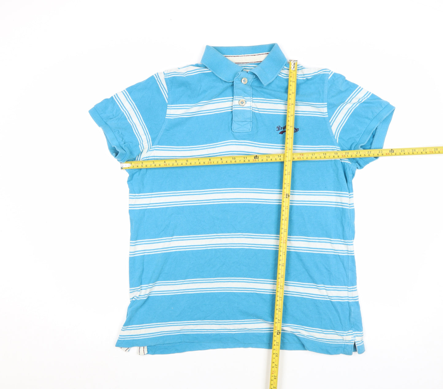 Drift King Men's Blue Striped Cotton Polo Shirt Size M