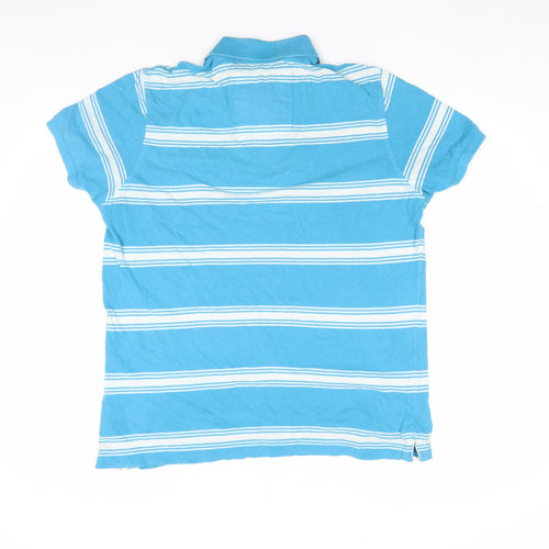 Drift King Men's Blue Striped Cotton Polo Shirt Size M