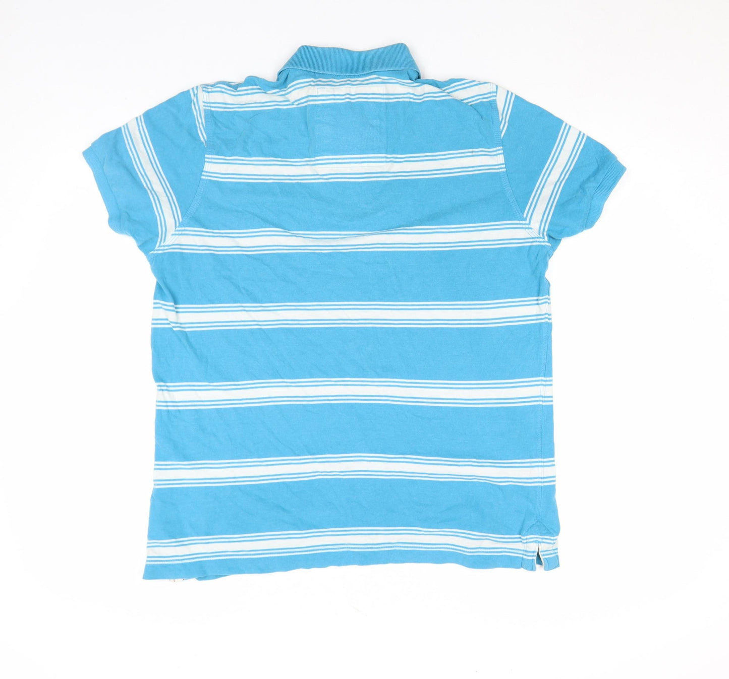 Drift King Men's Blue Striped Cotton Polo Shirt Size M