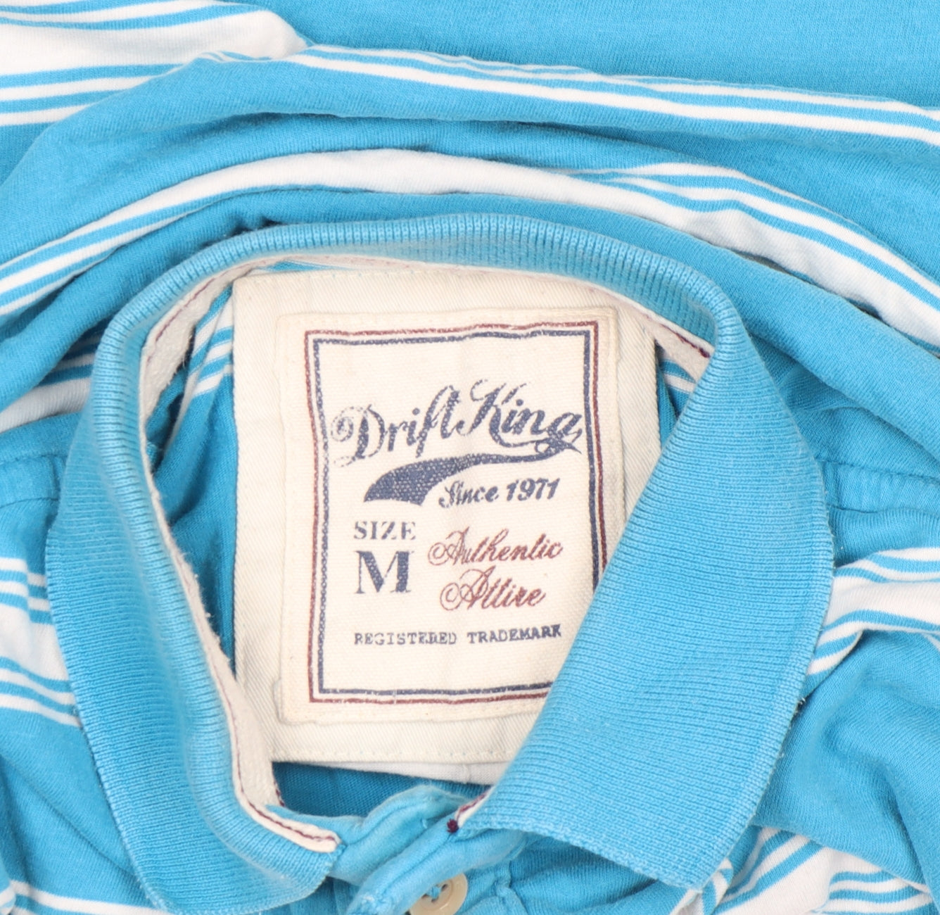 Drift King Men's Blue Striped Cotton Polo Shirt Size M