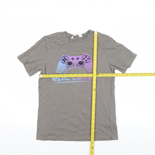 H&M Boys Grey Gaming 'Epic Level' Cotton T-Shirt 10-11 Years