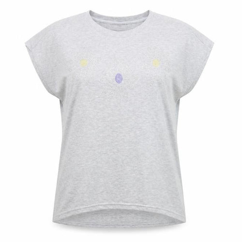 Blue Vanilla Women's Grey Beaded Flower Relaxed Fit T-Shirt Size M/L