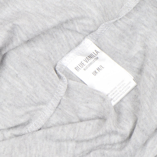 Blue Vanilla Women's Grey Beaded Flower Relaxed Fit T-Shirt Size M/L