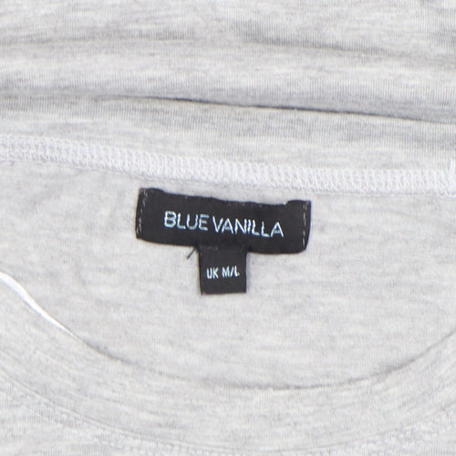 Blue Vanilla Women's Grey Beaded Flower Relaxed Fit T-Shirt Size M/L