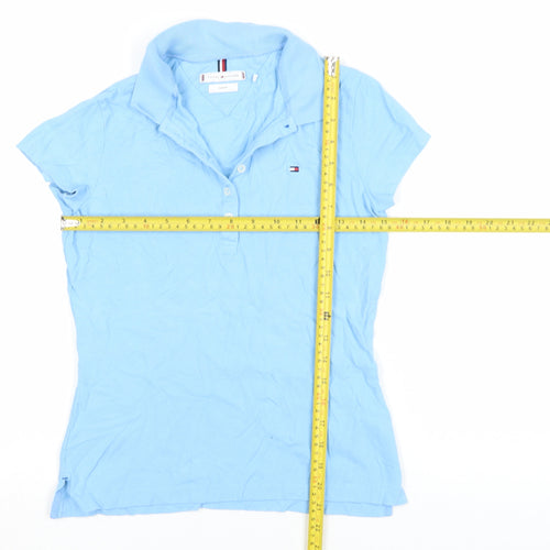 Tommy Hilfiger Women Blue Slim Fit Polo Shirt Cotton S
