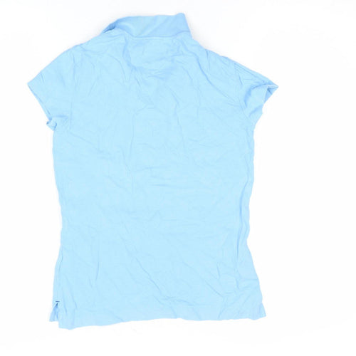 Tommy Hilfiger Women Blue Slim Fit Polo Shirt Cotton S