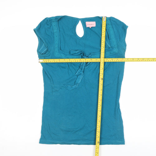 Freespirit Womens Blue Short Sleeve Lace Trim Camisole Blouse Size 12