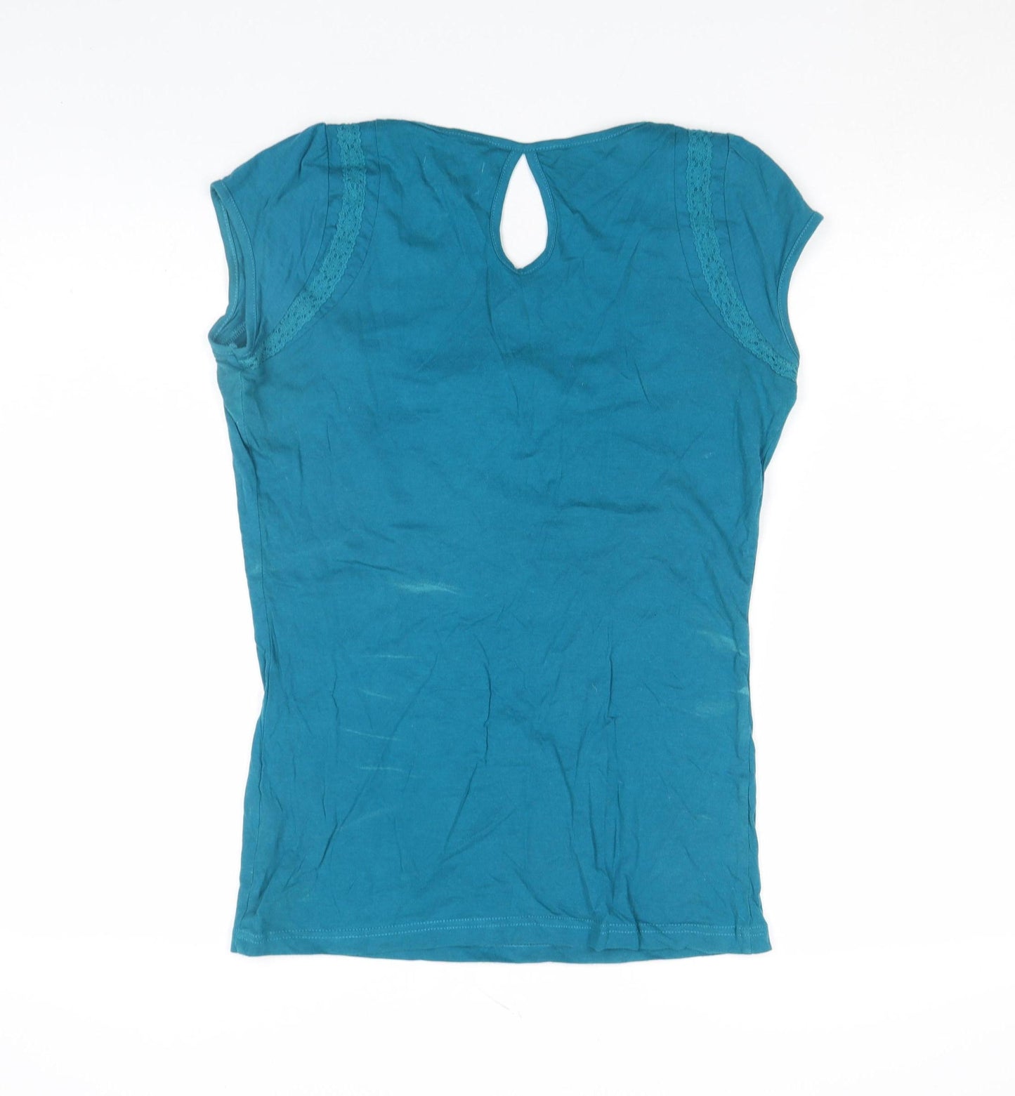 Freespirit Womens Blue Short Sleeve Lace Trim Camisole Blouse Size 12